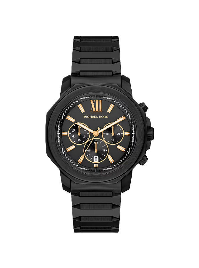 Oversized Prescott Watch | Michael Kors | Black-Tone Stainless Steel | 44mm Case | Chronograph Movement - Brownee Jewelers