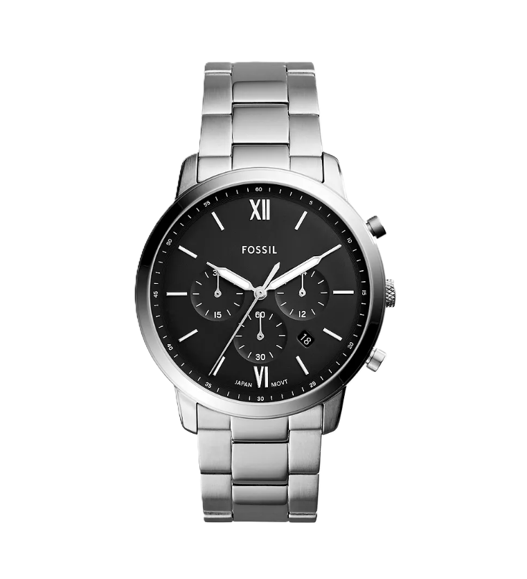 Neutra Chronograph Watch | Fossil | Stainless Steel | Black Dial | 22mm Bracelet - Brownee Jewelers