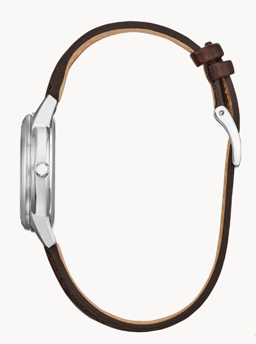 Citizen Classic | Women's Eco-Drive Watch | Silver-Tone Stainless Steel | White Dial | Brown Leather Strap | FE1087-28A - Brownee Jewelers