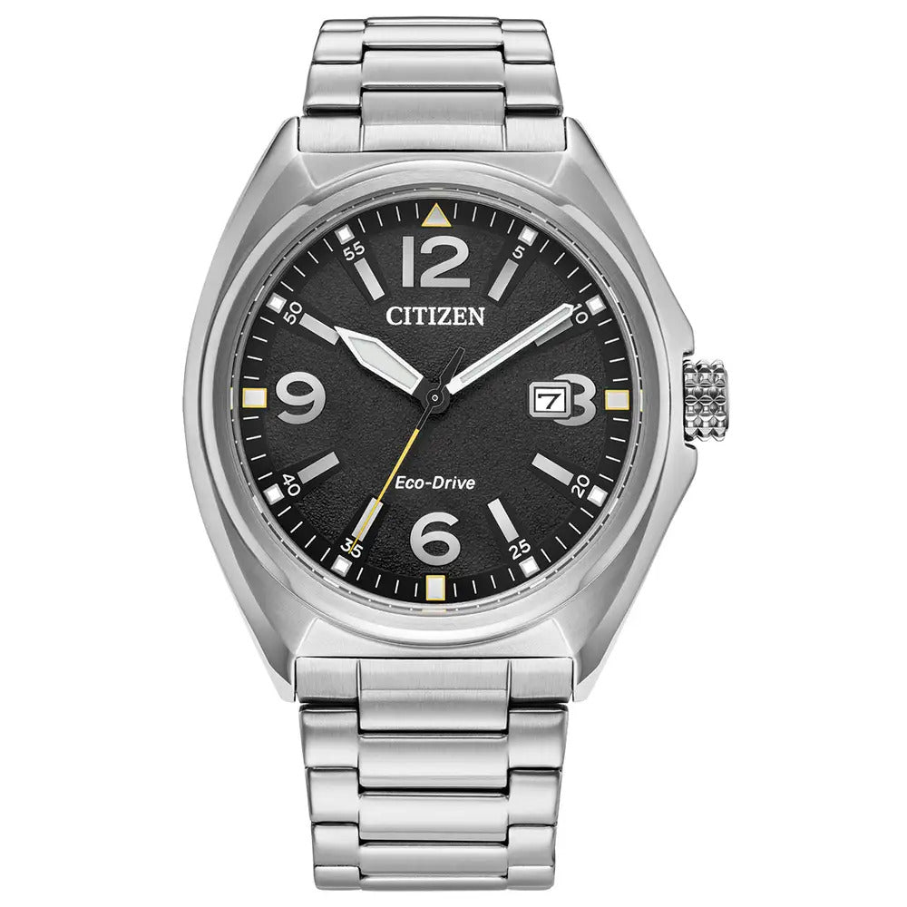 Citizen Eco-Drive Stainless Steel Solar-Powered Watch with Black Dial
