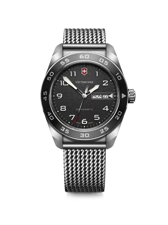 VictorInox Swiss Army Watch | 42mm | Black Dial | Stainless Steel Mesh Bracelet | 242043 - Brownee Jewelers