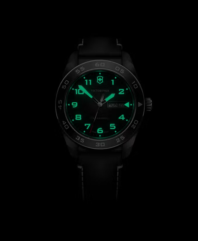 VictorInox Swiss Army Watch | 42mm | Black Dial | Black Leather Strap | 242041 - Brownee Jewelers