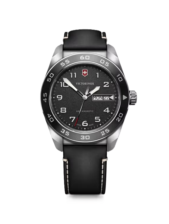 VictorInox Swiss Army Watch | 42mm | Black Dial | Black Leather Strap | 242041 - Brownee Jewelers