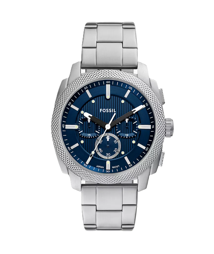 Machine Chronograph Watch | Fossil | Stainless Steel | Blue Dial | 22mm Bracelet - Brownee Jewelers