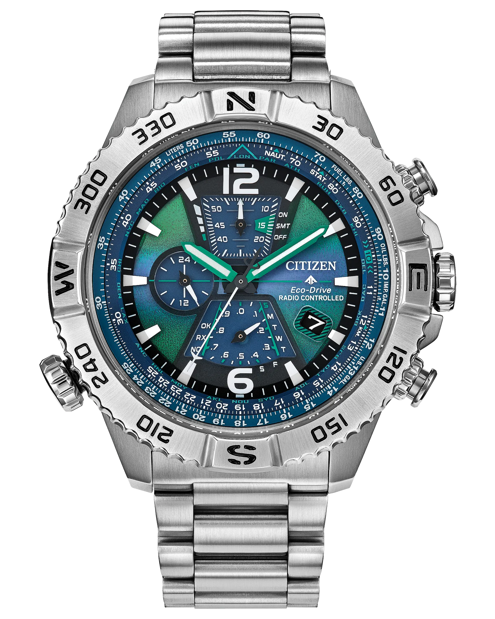 Promaster Navihawk A-T | Citizen Stainless Steel Watch | Blue Dial Atomic Time Chronograph | WR200 - Brownee Jewelers