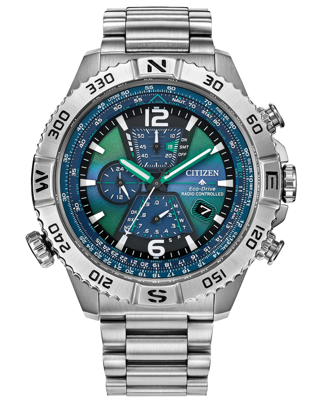 Promaster Navihawk A-T | Citizen Stainless Steel Watch | Blue Dial Atomic Time Chronograph | WR200 - Brownee Jewelers