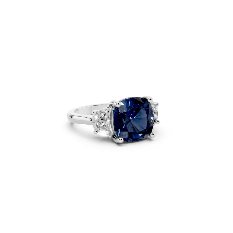 Blue Cushion-Cut Lab-Grown Diamond Ring 