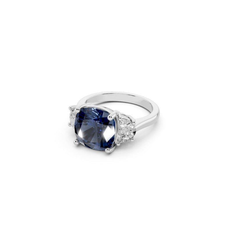 Blue Cushion-Cut Lab-Grown Diamond Ring 