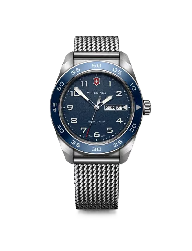 VictorInox Swiss Army Watch | 42mm | Blue Dial | Stainless Steel Mesh Bracelet | 242042 - Brownee Jewelers