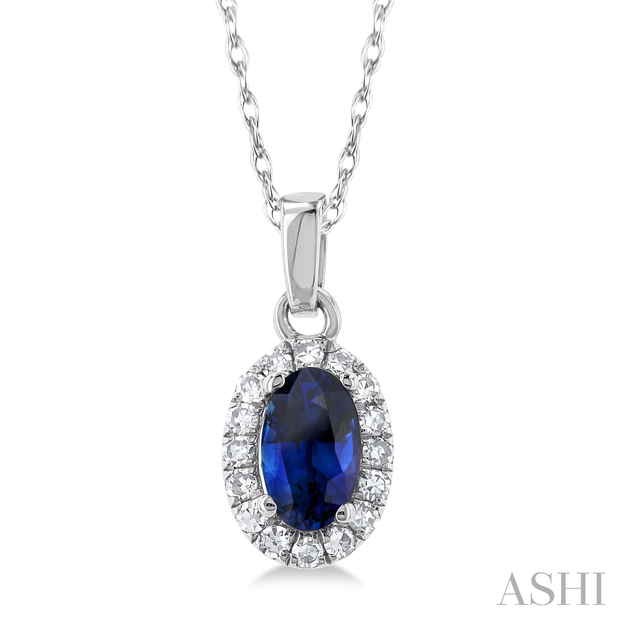 Sapphire Diamond Halo Pendant