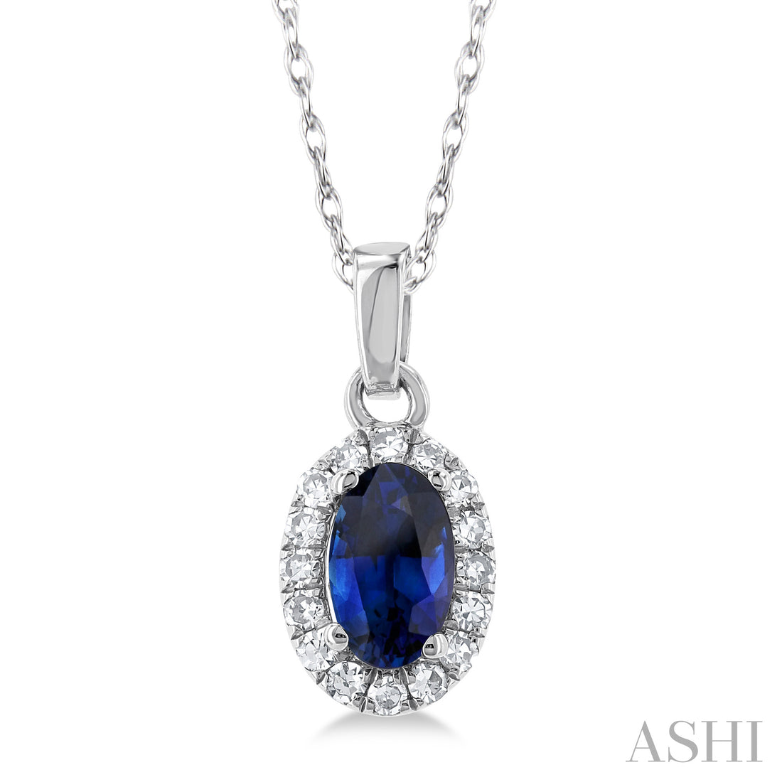 Sapphire Diamond Halo Pendant