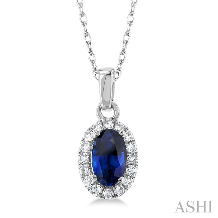 Sapphire Diamond Halo Pendant