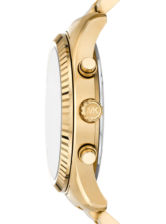 Oversized Lexington Watch | Michael Kors | Gold-Tone Stainless Steel | 44mm Case | Blue Dial Chronograph - Brownee Jewelers