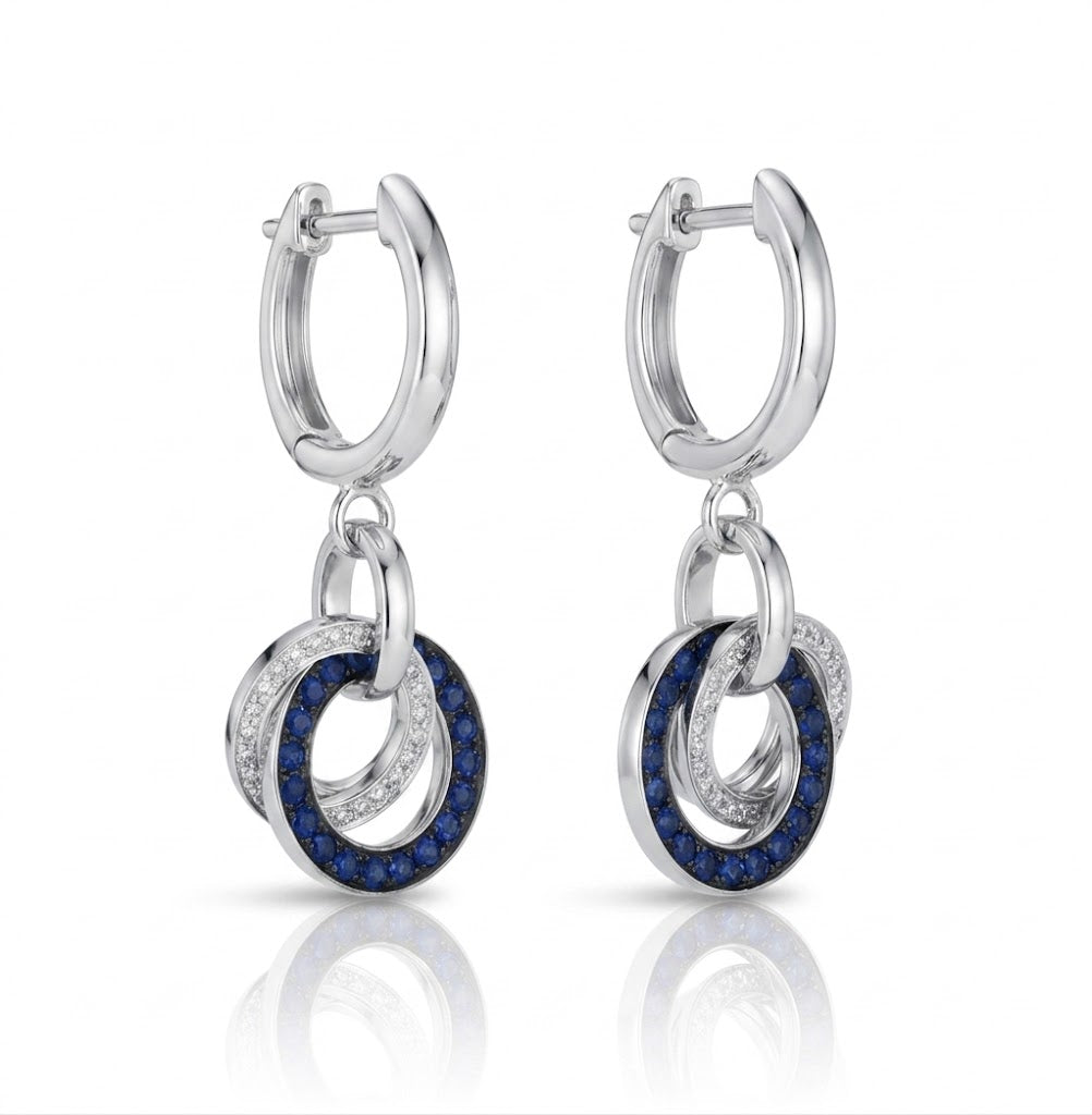 Le Vian® 14K Vanilla Gold® Blueberry Sapphire™ & Vanilla Diamond® Drop Earrings These stylish Le Vian® drop earrings feature interlocking circle motifs accented with 1/2 cts. of Blueberry Sapphire™, delivering rich, vibrant blue sparkle