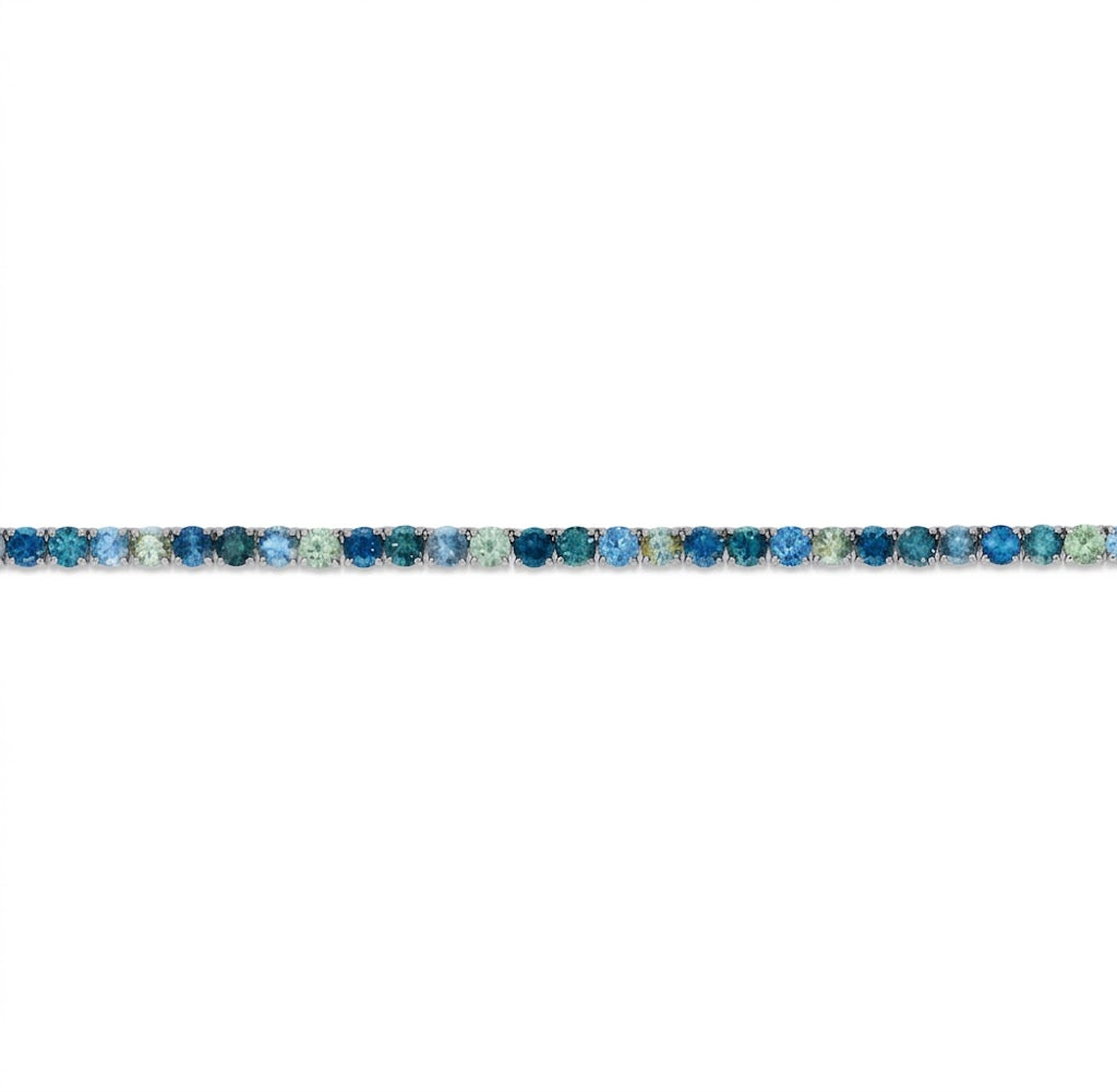 LEVIAN | 30CTTW MONTANA SAPPHIRE TENNIS NECKLACE | 14K WHITE GOLD | BAMI 1072 - Brownee Jewelers