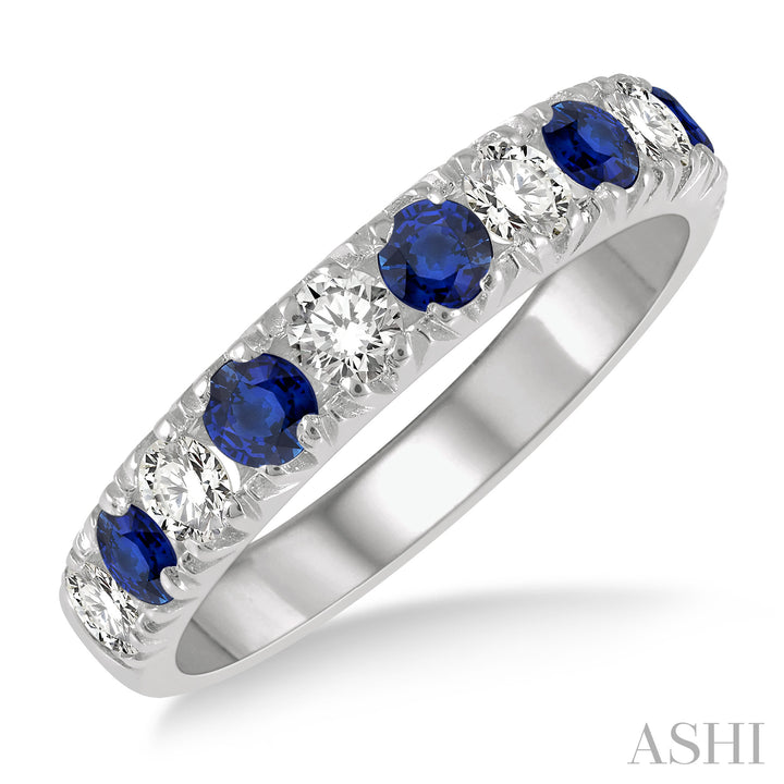 Sapphire & Diamond Band | 14K White Gold | 0.55 ctw - Brownee Jewelers