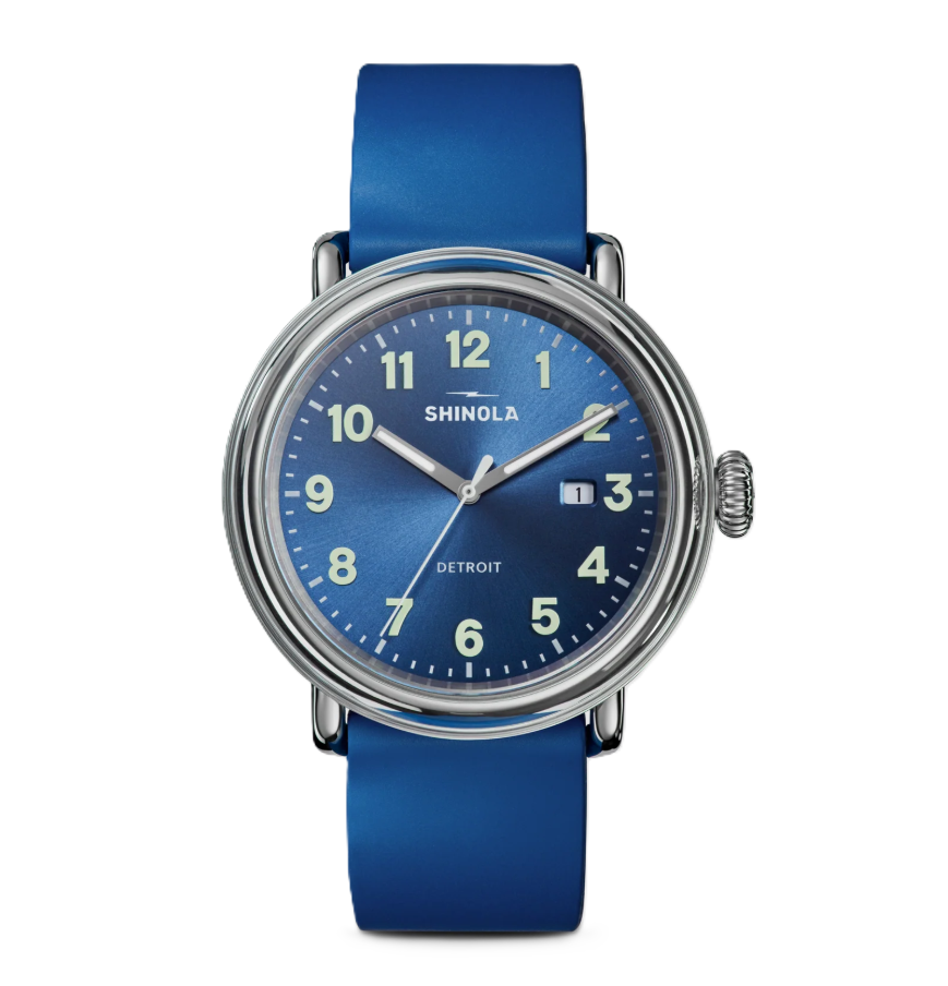 Detrola Watch 41MM Blue Dial Blue Rubber Strap