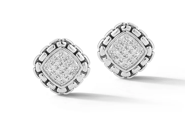 Sterling Silver Diamond Earrings 