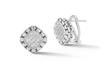 Sterling Silver Diamond Earrings 