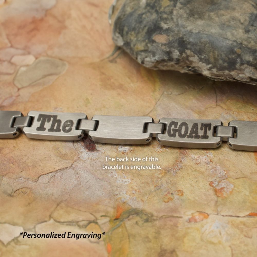 Matte Finish Gun Metal IP Deer Antler Inlay Link Bracelet