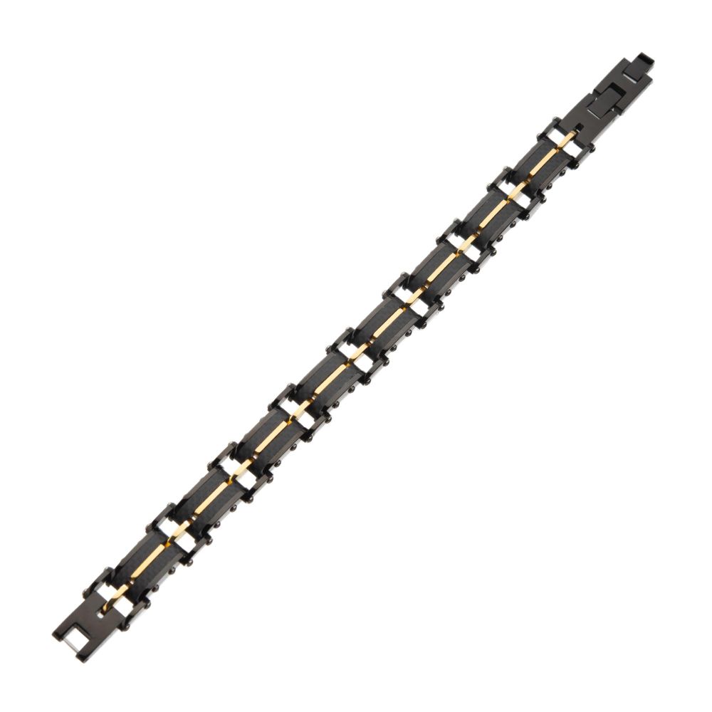 Black Carbon Fiber & Gold IP Link Bracelet