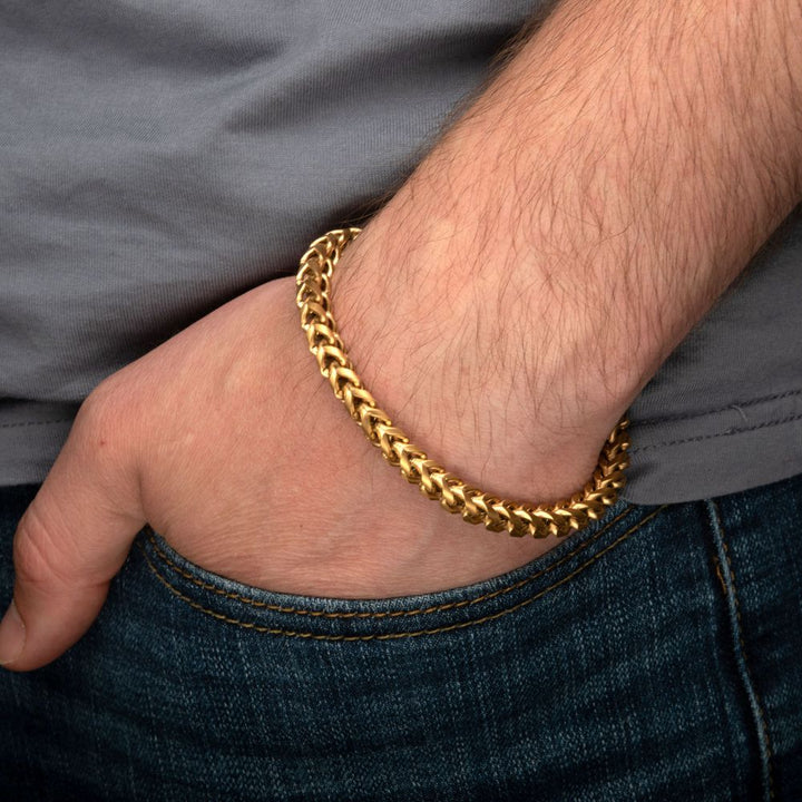 Matte Finish 18Kt Gold IP Stainless Steel Franco Chain Bracelet
