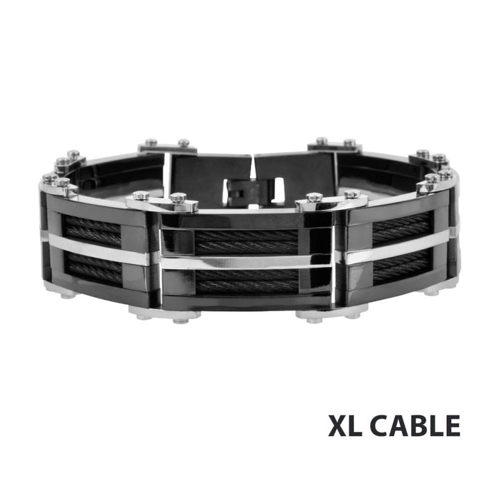Black IP Bracelet with Multiple Black Cables Inlayed