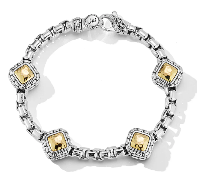 Sterling Silver & 14K Gold 5.3mm Box Chain Bracelet - Brownee Jewelers