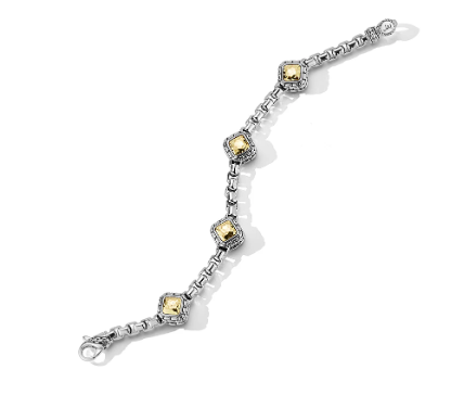 Sterling Silver & 14K Gold 5.3mm Box Chain Bracelet - Brownee Jewelers