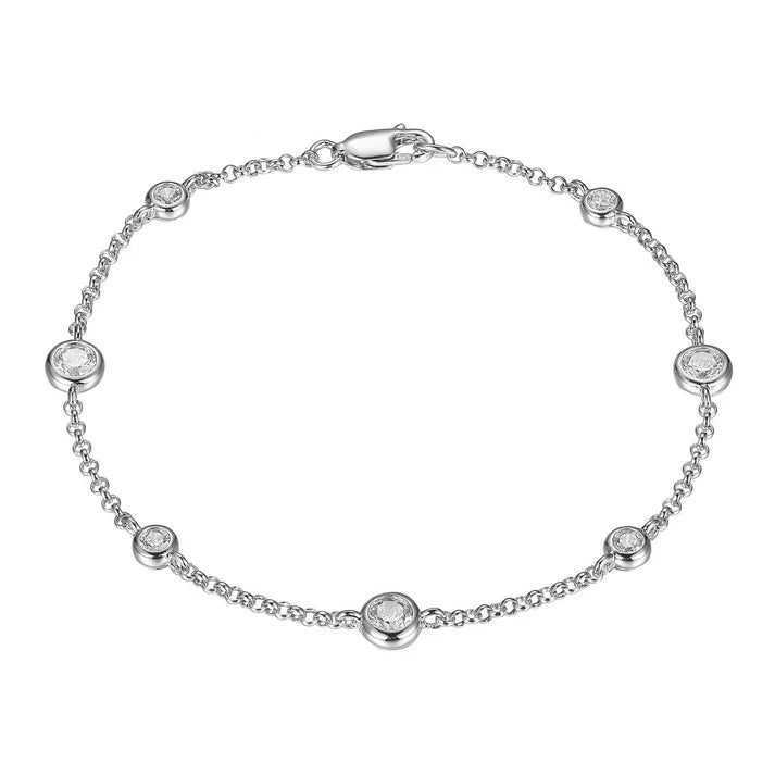 Sterling Silver DiamondLite® Cubic Zirconia Bezel-Set Station Bracelet