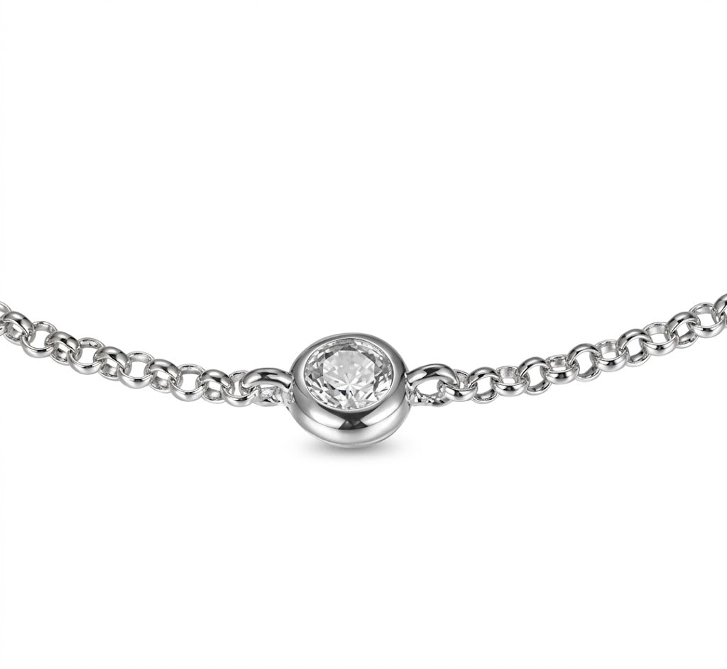 Sterling Silver DiamondLite® Cubic Zirconia Bezel-Set Station Bracelet