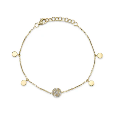 Diamond Pavé Circle Bracelet | 14K Yellow Gold | Pavé Diamonds | Adjustable Bracelet - Brownee Jewelers