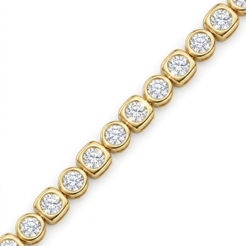 Bezel-Set Diamond Tennis Bracelet