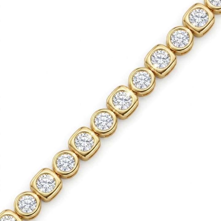 Bezel-Set Diamond Tennis Bracelet | 14K Yellow Gold | 4.11 CTW Round Diamonds | Classic Diamond Line Bracelet | TDD4014-312 - Brownee Jewelers