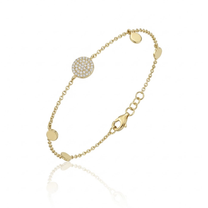 Diamond Pavé Circle Bracelet | 14K Yellow Gold | Pavé Diamonds | Adjustable Bracelet - Brownee Jewelers
