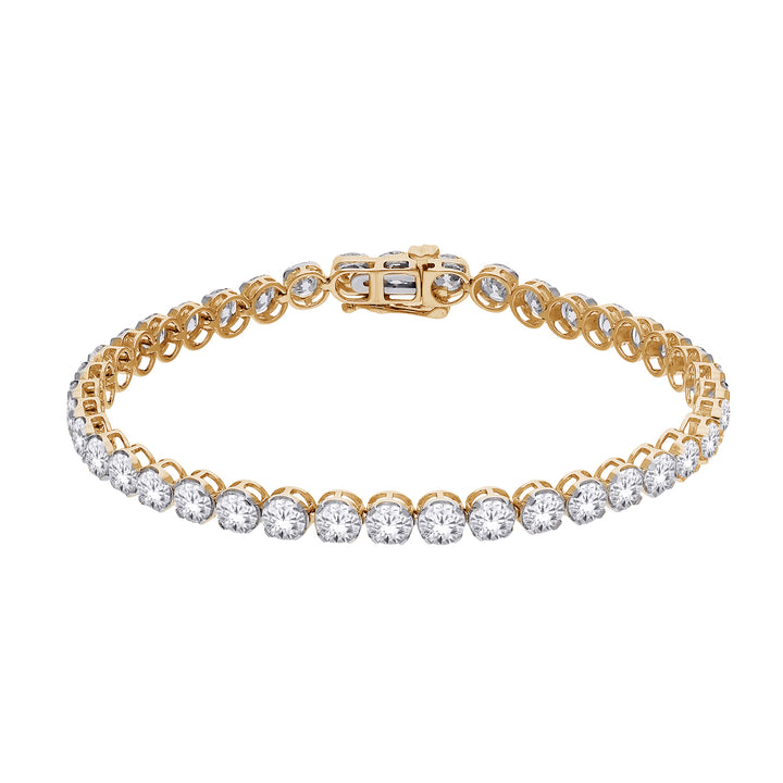 Lab-Grown Diamond Tennis Bracelet | 10K Yellow Gold | 10.00 CTW Round Lab-Grown Diamonds | 7 Inch Bracelet - Brownee Jewelers