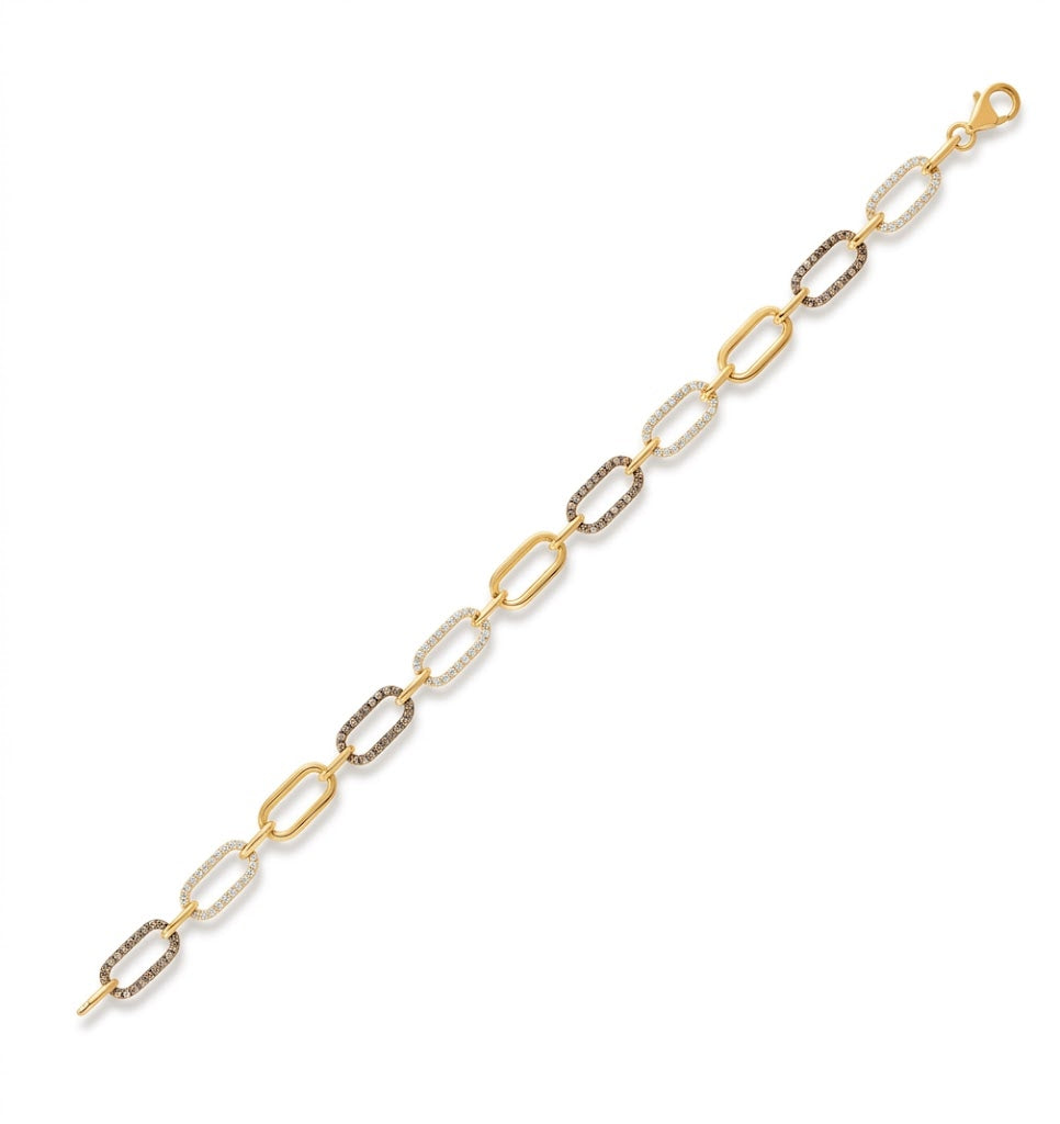 LeVian | Diamond Paperclip Link Bracelet | 14K Yellow Gold | TSJR 46 - Brownee Jewelers