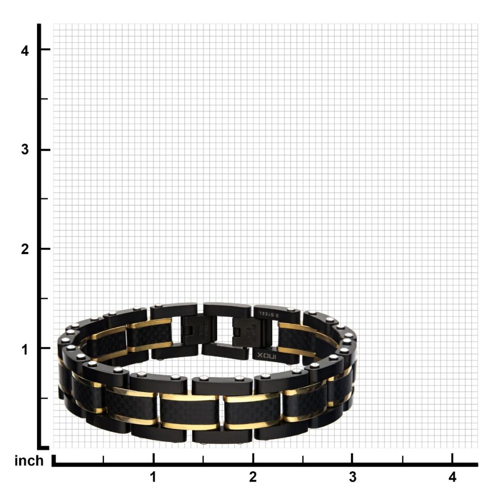 Black Carbon Fiber with Gold IP Link Bracelet