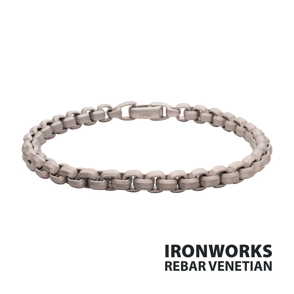  6mm Matte Finish Stainless Steel Bold Box Chain Bracelet