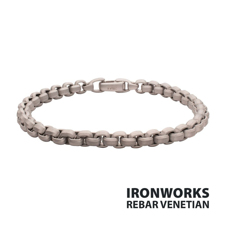  6mm Matte Finish Stainless Steel Bold Box Chain Bracelet