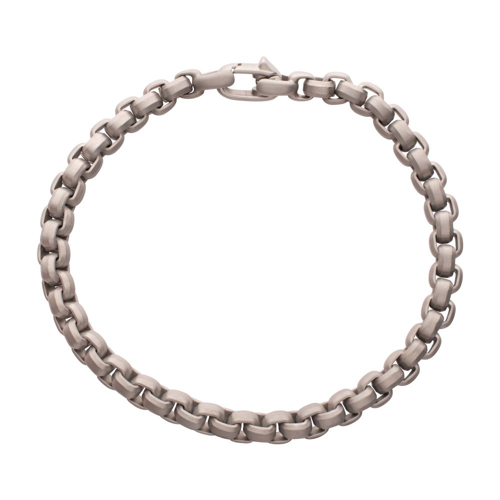  6mm Matte Finish Stainless Steel Bold Box Chain Bracelet