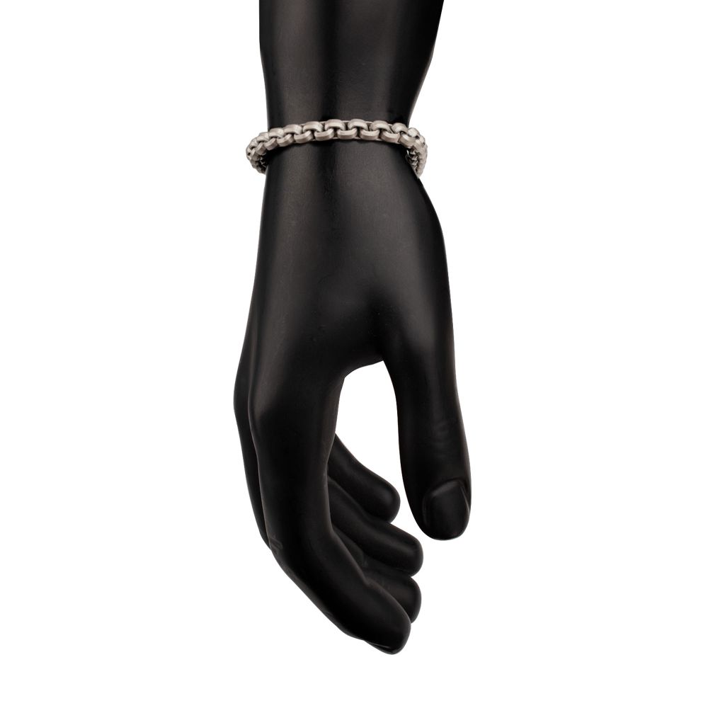  6mm Matte Finish Stainless Steel Bold Box Chain Bracelet