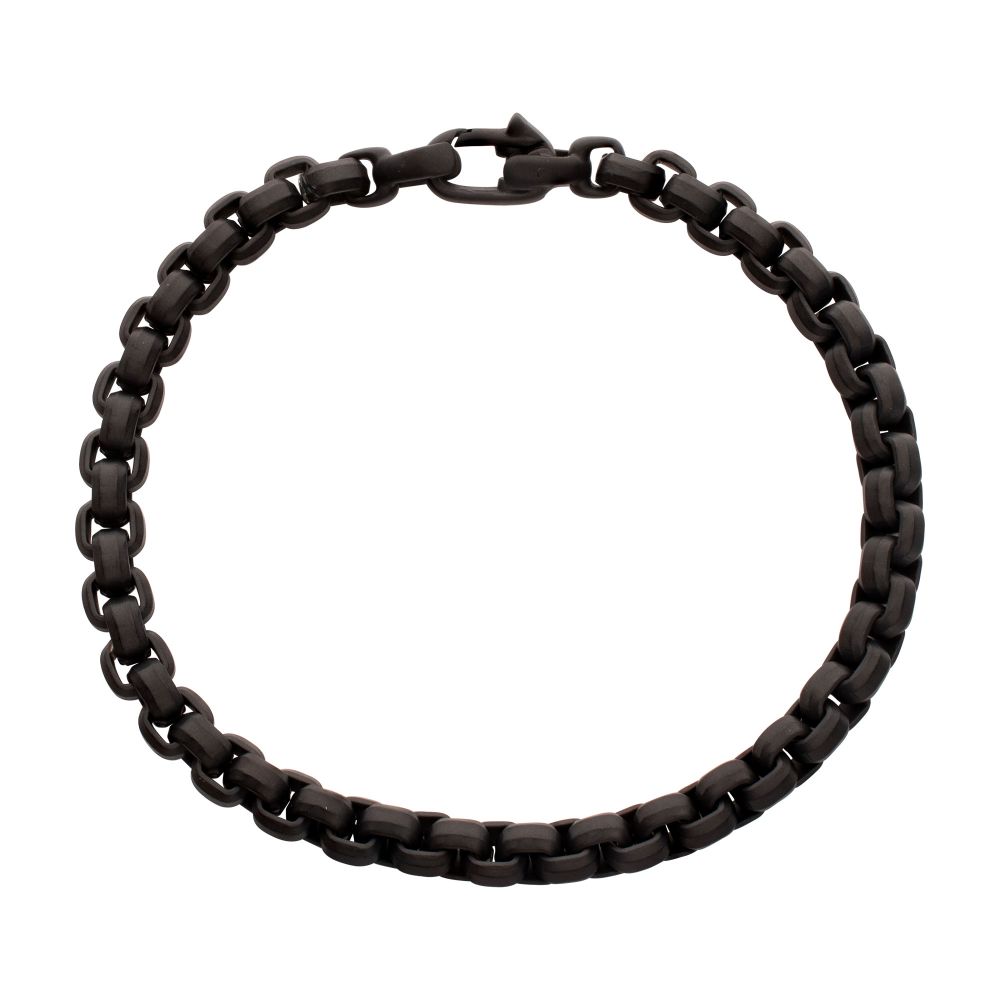6mm Matte Finish Black IP Stainless Steel Bold Box Chain Bracelet