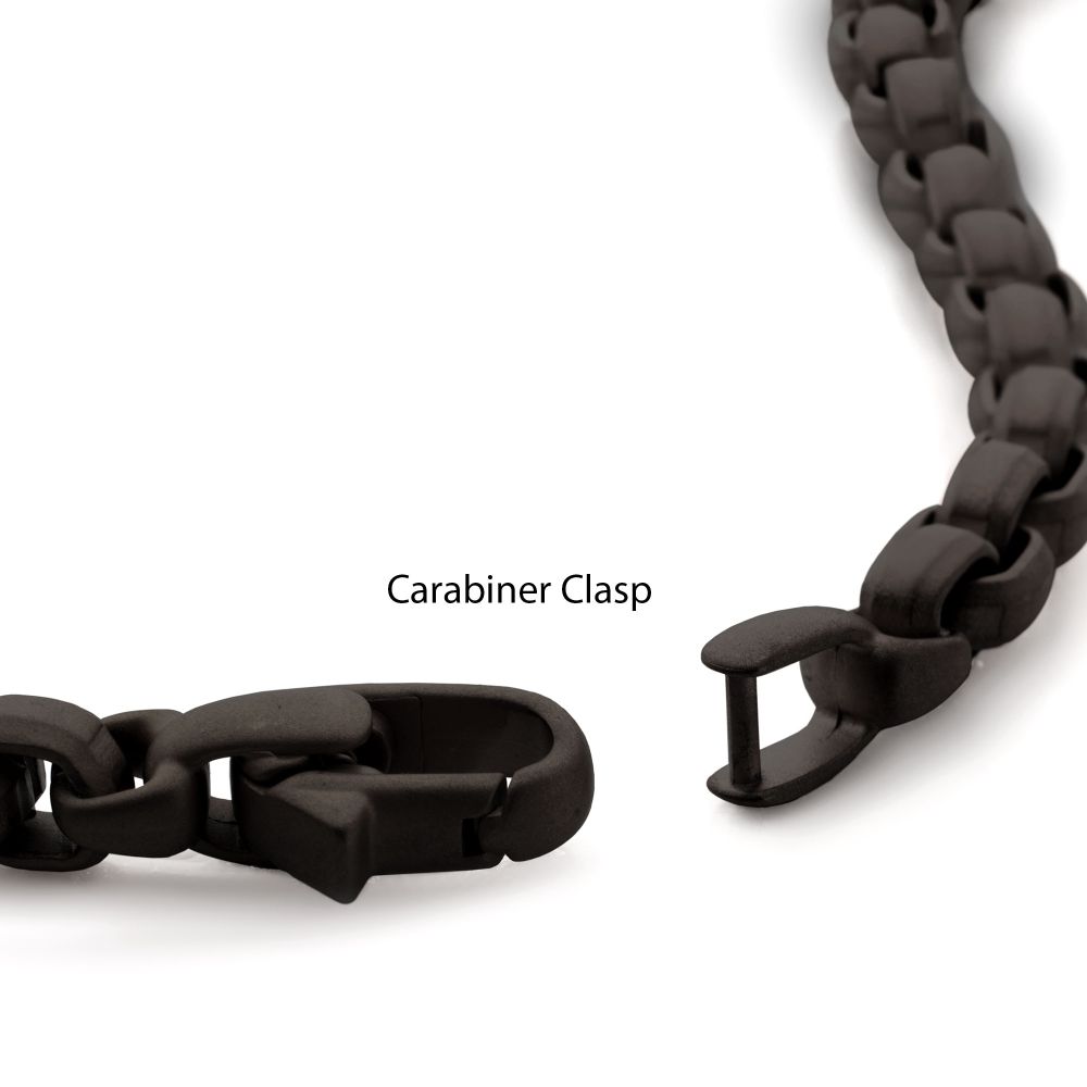 6mm Matte Finish Black IP Stainless Steel Bold Box Chain Bracelet