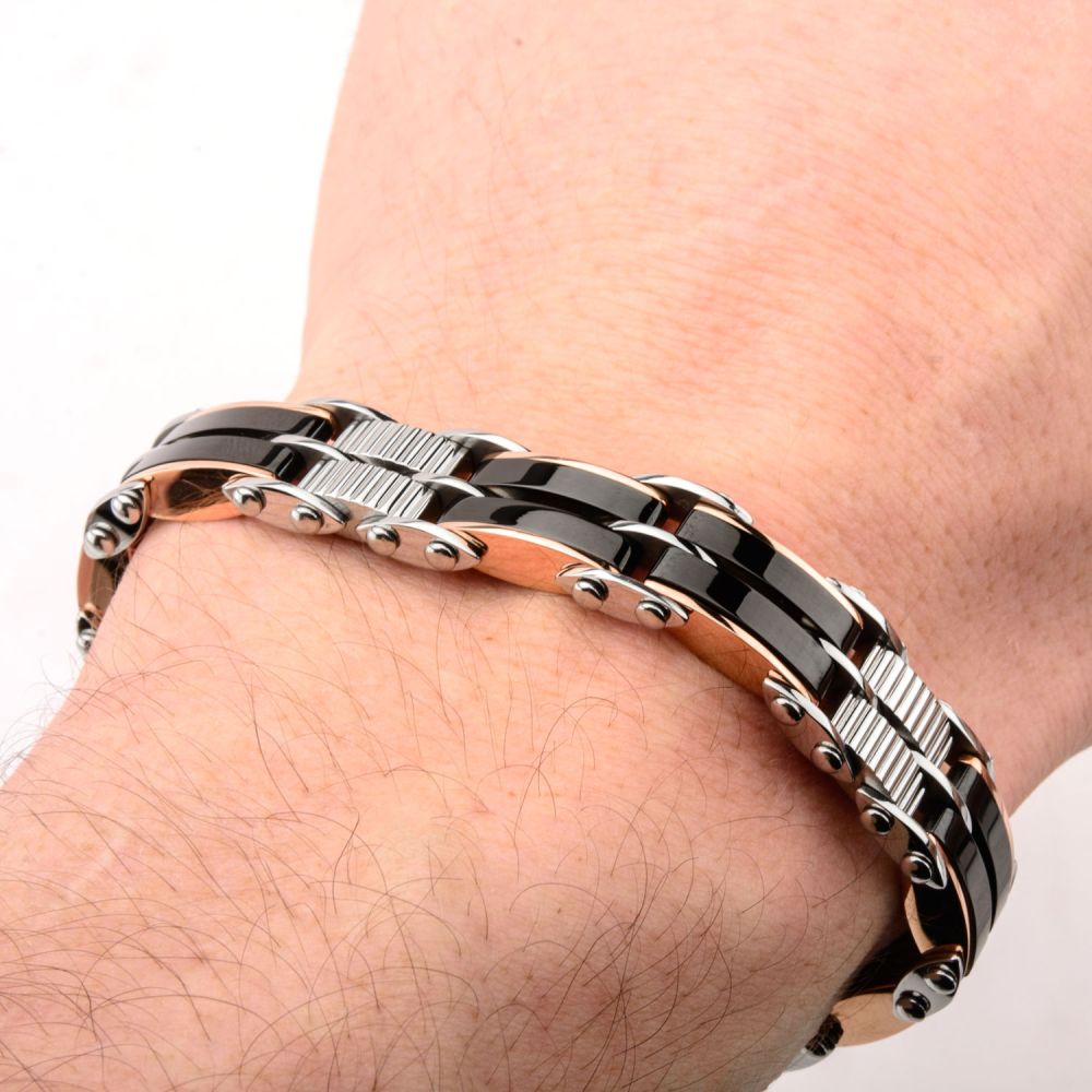  Black & Rose Gold IP Reversible Bracelet