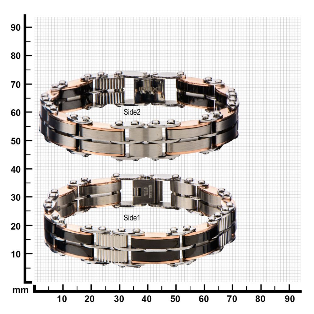  Black & Rose Gold IP Reversible Bracelet