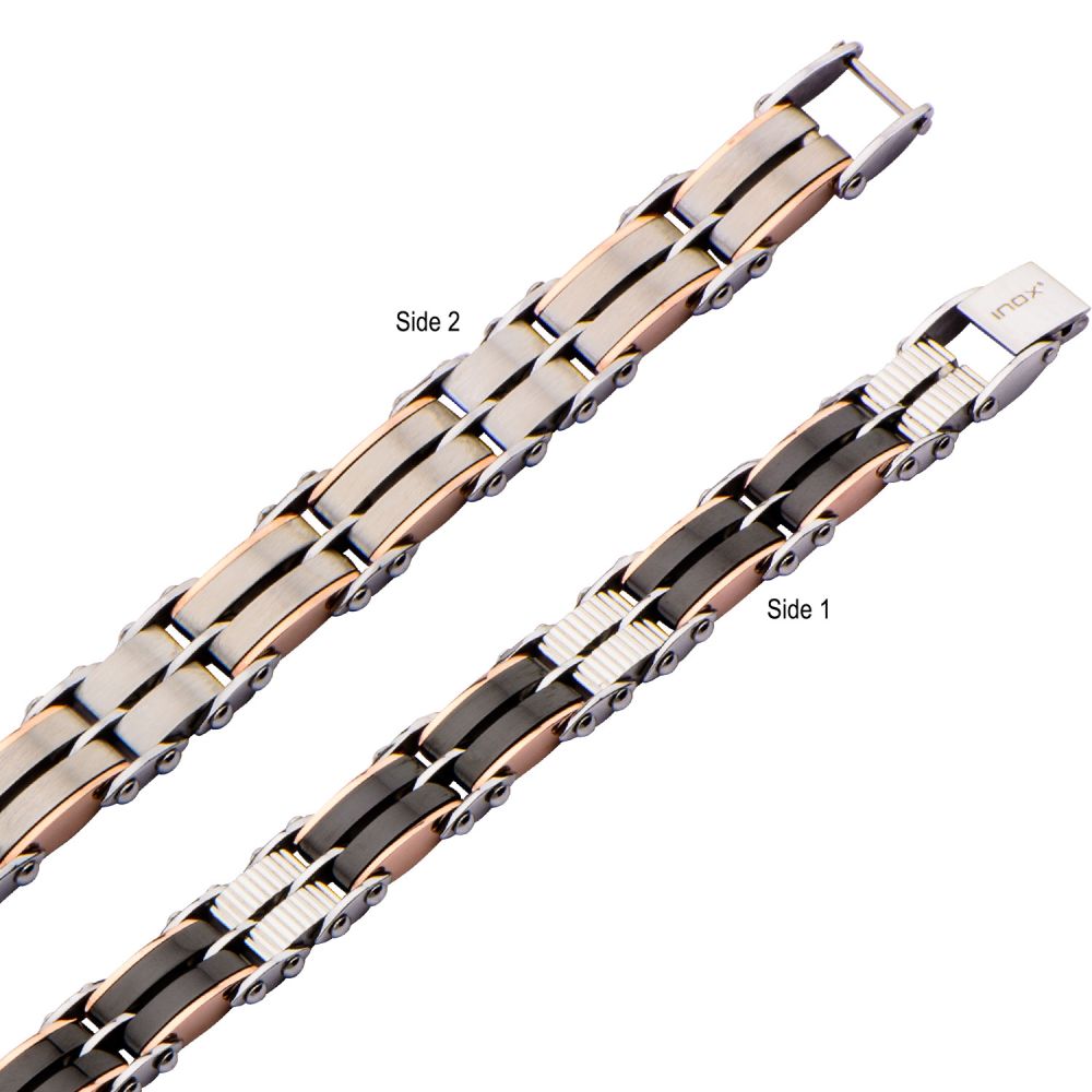  Black & Rose Gold IP Reversible Bracelet