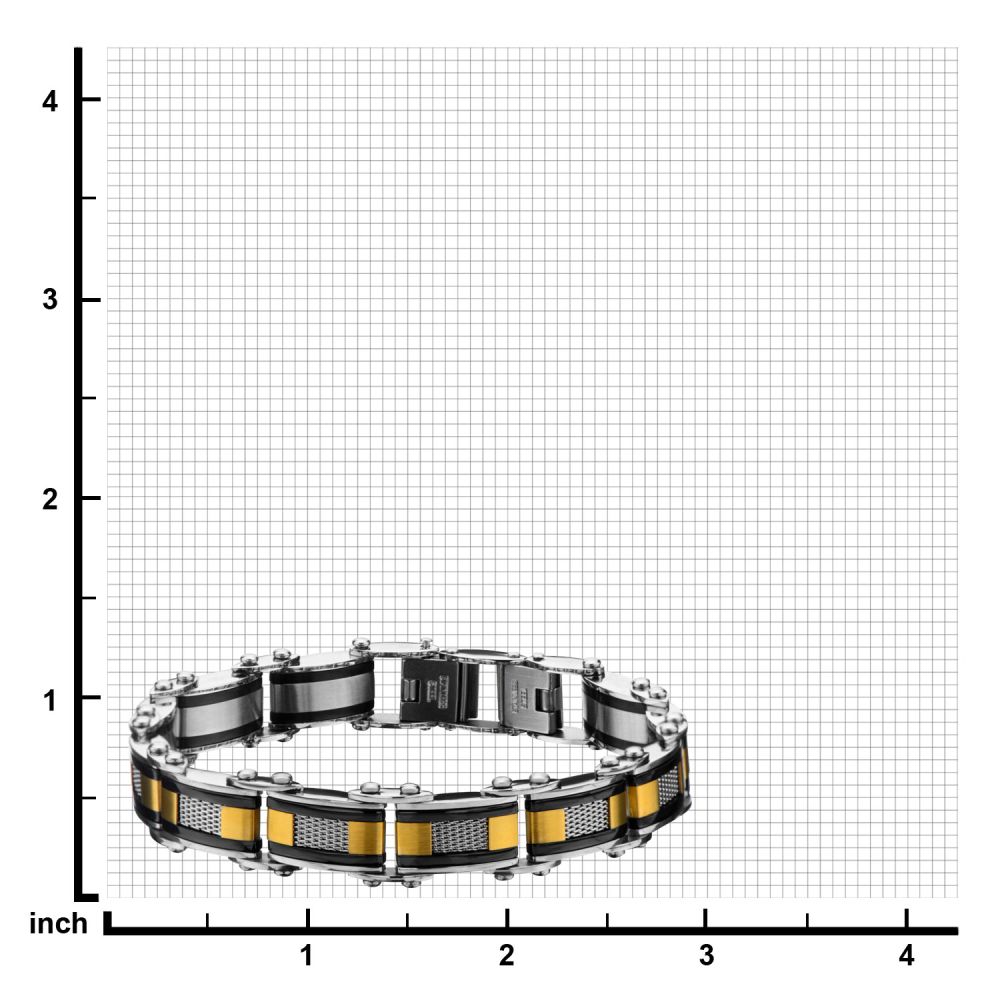 Double Sided Black IP with Gold IP & Steel Mesh Reversible Bracelet