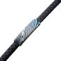 Black Leather Bracelet with Blue IP Damascus Steel Plate