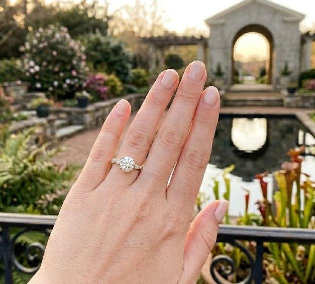 Round Lab-Grown Diamond Engagement Ring | 14K Two-Tone Gold | 1.66 ct Round | I Color, VVS2 | Marquise & Round Accents - Brownee Jewelers
